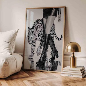 Luxury Leopard Poster Wall Art, Black&White Aesthetic Poster, Leopard Print, Luxury Apartment Decor, Fashion Art Print, Digital File