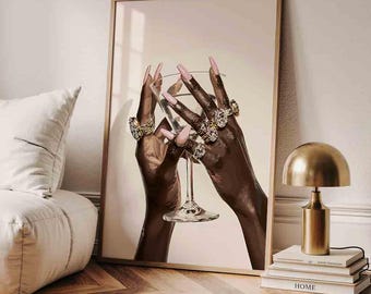 Arte de mujer negra, Arte de tendencia, Arte mural de mujer negra, Arte mural de niña negra, Arte mural digital, Arte de niña negra, Arte de póster negro, Decoración de lujo