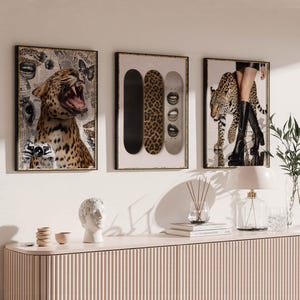 Trendy Fashion Wall Art Print - Trendy Leopard Roar Print Set of 3 - Leopard Skateboard Poster - Girly Wall Art - Digital Download