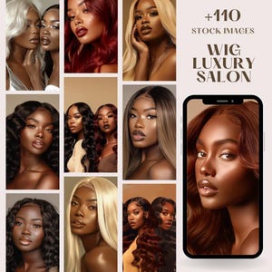 Wig Stock Photos | Melanin Stock Photos Hair Salon | Melanin Hair Photography | Melanin Luxury Hair | Aesthetic Photo | Photo Marketing