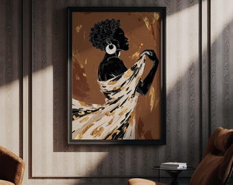 African American Wall Art Print, Black Woman Wall Art, Girl Room Decor, Printable Afrocentric Wall Art, Trendy Wall Art, Black Woman Poster