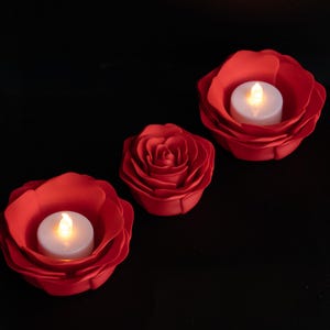 Rose LED Tealight Set | 3D Printed Romantic Decoration | Valentine & Wedding Decor