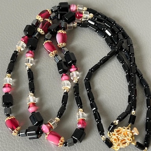 Vintage Double Black and Red Glass Beads Czechoslovakia