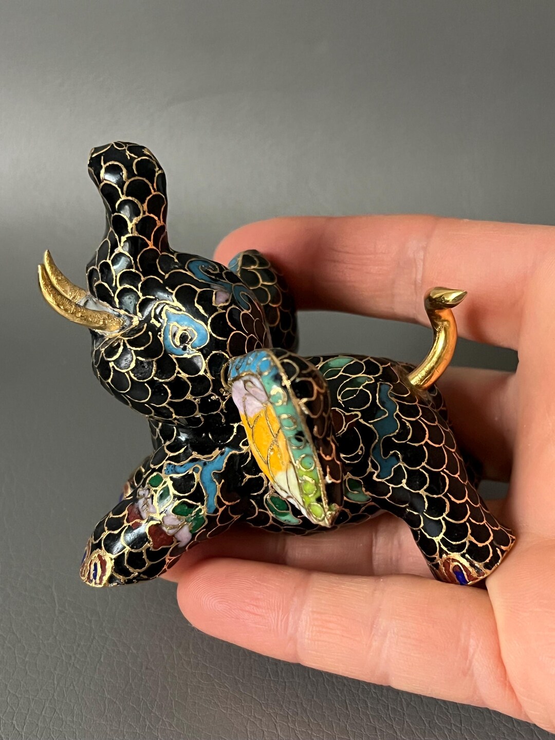 Vintage Metal Elephant Figurine Cloisonne Cloisonne Enamel - Etsy