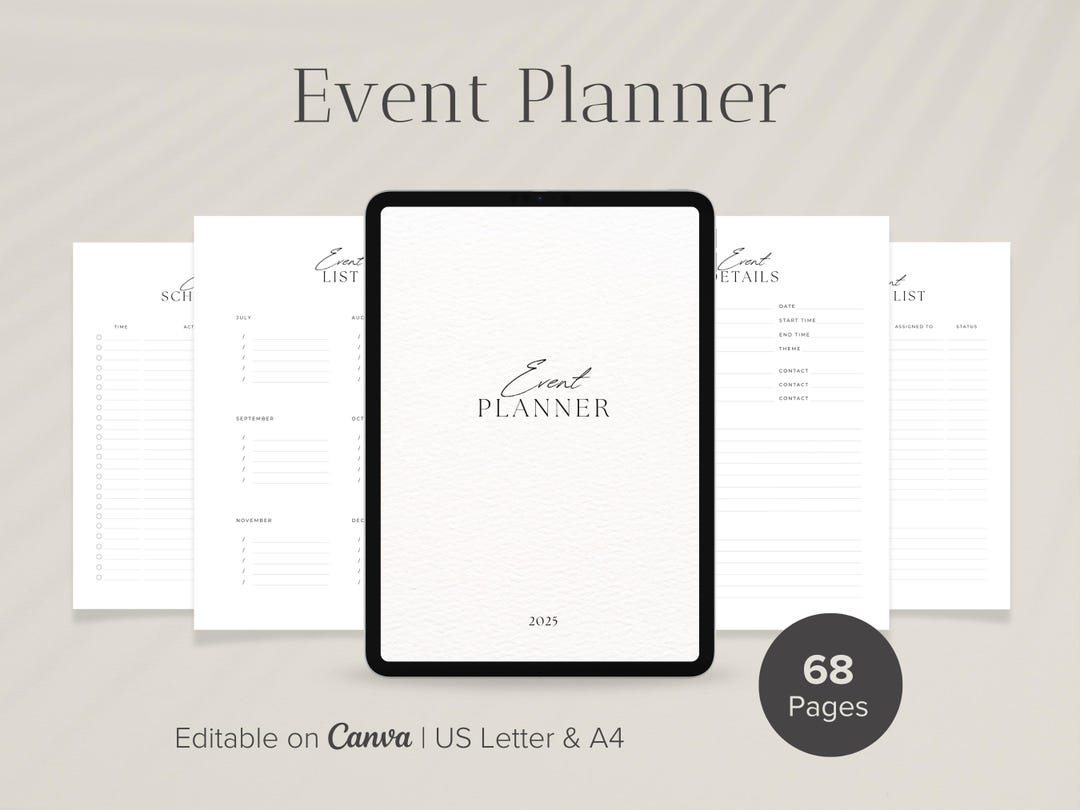 Minimalist Event Planner Canva Template: Family Party Planning (US ...