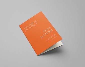 Bruiloftsprogramma Burnt Orange: terracottaboekje, minimalistisch ontwerp (digitale download)