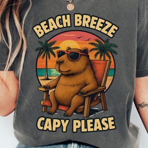 Beach Breeze Capy Please Capybara Shirt Comfort Colors®, Funny Capybara Memes Tshirt, Capybara Gift, Capybara Summer Shirt, Capybara Gift