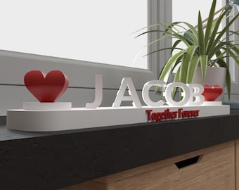 Homohuwelijkscadeau | Gepersonaliseerd huwelijkscadeau | Aangepast 3D-omslagnaambord met namen bruid en bruidegom en trouwdatum