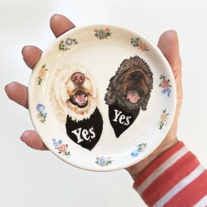 Custom Pet Ring Dish ceramic jewelry trinket dish anniversary wedding valentines boyfriend fiance husband gift made to order image 1