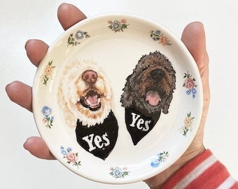 Custom Pet Ring Dish | ceramic jewelry trinket dish | anniversary wedding valentines boyfriend fiance husband gift | made to order