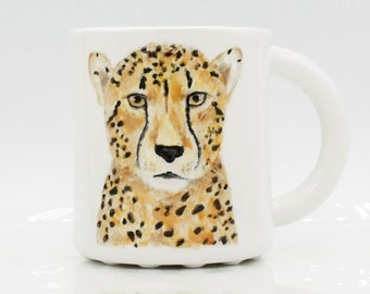 Cheetah Mug | handmade animal portrait mug | animal lover gift idea | cheetah big cat | in stock