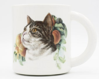 Tabby and Peaches: A Purr-fect Morning Mug | coffee mug tea cup | tabby cat | green interior | in stock, ready to ship | cat lady gift idea