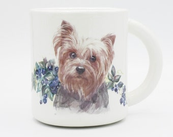 Yorkie Bliss: Blueberry Delight Mug | pet coffee mug tea cup | cute dog lover gift | in stock | ready to ship | Hadley Clay Studio Original