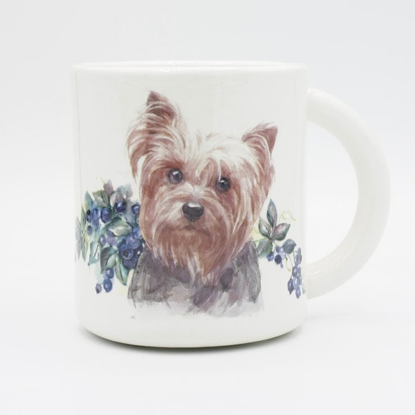 Yorkie Bliss: Blueberry Delight Mug | pet coffee mug tea cup | cute dog lover gift | in stock | ready to ship | Hadley Clay Studio Original
