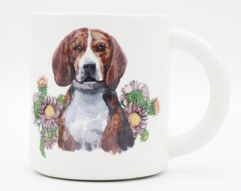 Beagle Blooms: A Pawsitively Pretty Mug pet portrait coffee mug tea cup | Beagle dog portrait | in stock | Dog lover Gift Idea
