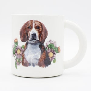 Beagle Blooms: A Pawsitively Pretty Mug pet portrait coffee mug tea cup Beagle dog portrait in stock Dog lover Gift Idea image 1