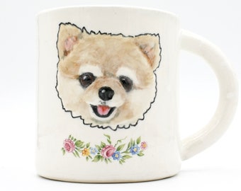 Pomeranian Smile Mug | cute happy dog mug | coffee cup tea cup | animal pet dog portrait | dog lover gift idea | in stock