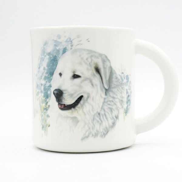 Samoyed Serenity: Blue Blossom Mug | handmade ceramic porcelain samoyed dog portrait coffee mug tea cup  | dog lover gift idea | in stock