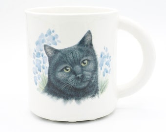 Midnight Whiskers: Black Kitten Ceramic Mug | cat portrait coffee mug | cat portrait | spring painting | ceramic art mug | cat mom cat dad