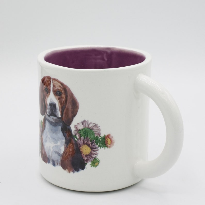 Beagle Blooms: A Pawsitively Pretty Mug pet portrait coffee mug tea cup Beagle dog portrait in stock Dog lover Gift Idea image 3