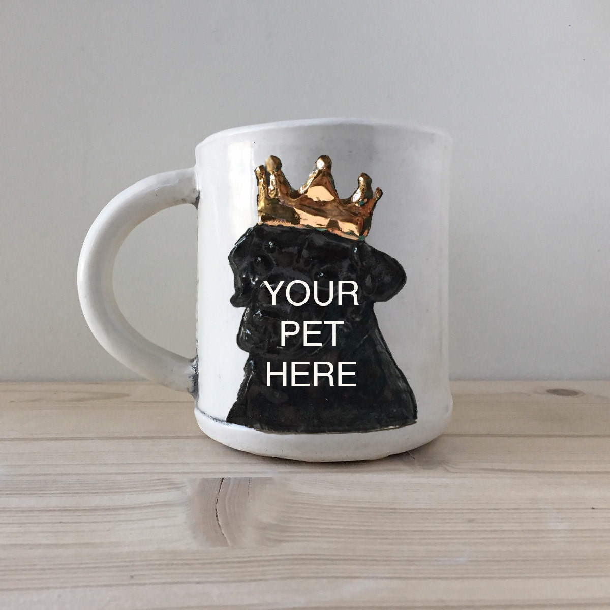 Tasse Personnalisée de Portrait d'animal Familier avec La Couronne d'or | Tasse à Café Main Thé Votr