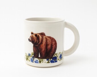 Taza de oso grizzly / oso pardo / animales del bosque / taza de café, taza de té / taza de animal del alma / en stock / idea de regalo navideño / papá oso