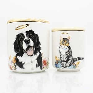 Pet Urn featuring your pet handmade personalized customizable with name and dates holds ashes fur feathers made to order image 9