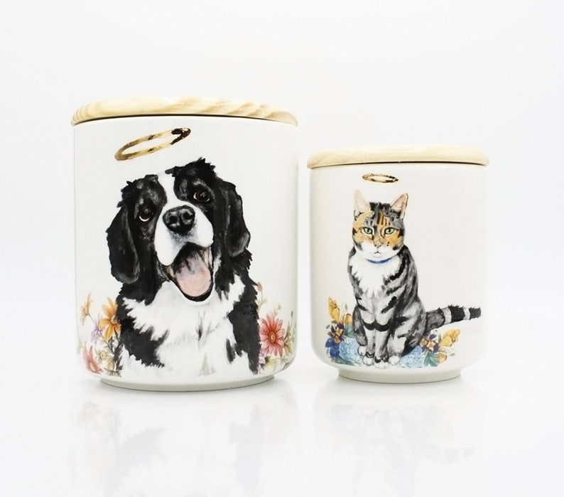 Pet Urn featuring your pet handmade personalized customizable with name and dates holds ashes fur feathers made to order image 9