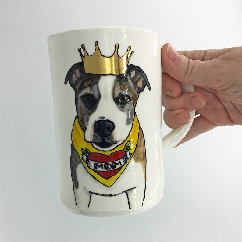 handmade coffee mug tea cup from your photo Custom Pet Portrait Mug with Gold Crown personalized pet dog cat portrait animal mug