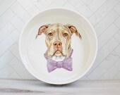 Pet Bowl / custom personalized dog cat food bowl / handmade pet portrait from photo of your pet / modern ceramics / pick your size