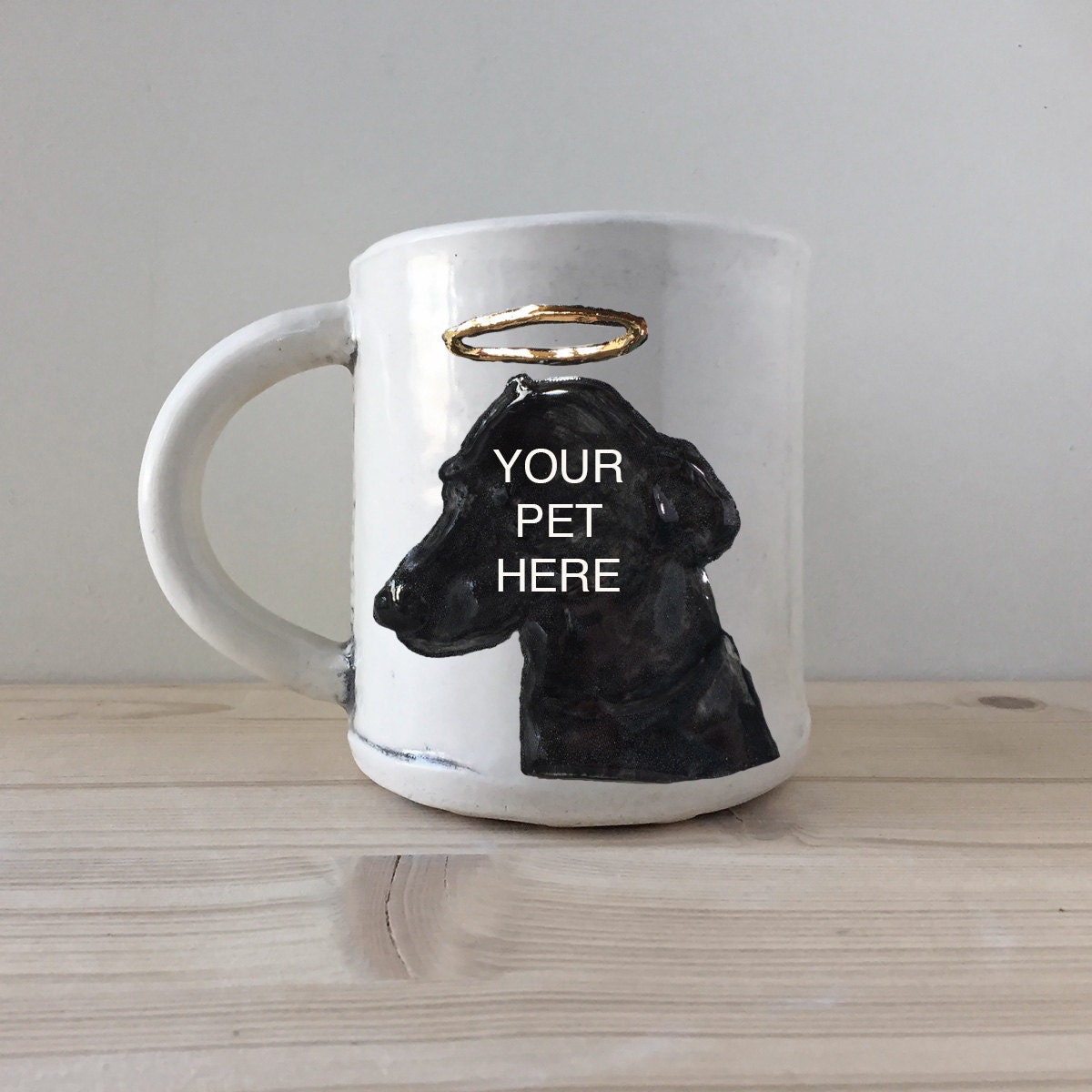 Custom Pet Portrait Mug with Golden Halo real 22K gold Etsy