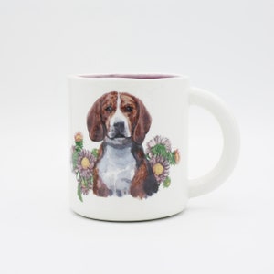 Beagle Blooms: A Pawsitively Pretty Mug pet portrait coffee mug tea cup Beagle dog portrait in stock Dog lover Gift Idea image 2