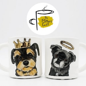 Floral Frenchie Mug, Dog Mug handmade ceramic pet dog portrait mug coffee mug tea cup in stock image 7