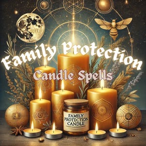 Family Protection Candle | Handmade Beeswax and Herbs | Home Blessing Spell