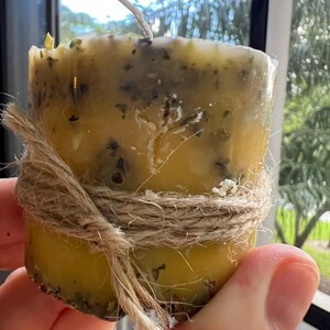 Protection Candle | Handmade Beeswax and Herbs | Spiritual Shield Against Negativity