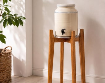 Indoor Water Filter Stand in Wood Mid Century Modern Style; Pot Holder, Handmade, Hardwood
