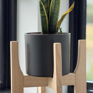 Indoor Plant Stand in Wood Mid Century Modern Style, Handmade Solid Hardwood Home Decor image 12