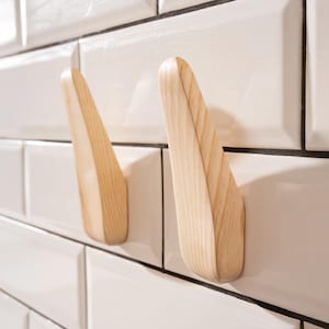 Bathroom Wood Decor, Wood Coat Hook Wall Mount, Decorative Wall Hooks Modern,  Farmhouse Decor, Wood Coat Rack, Handmade Kitchen Wall Hooks,