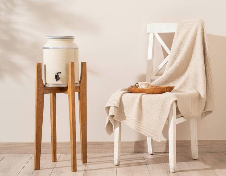 Indoor Plant Stand in Wood Mid Century Modern Style, Handmade Solid Hardwood Home Decor image 11