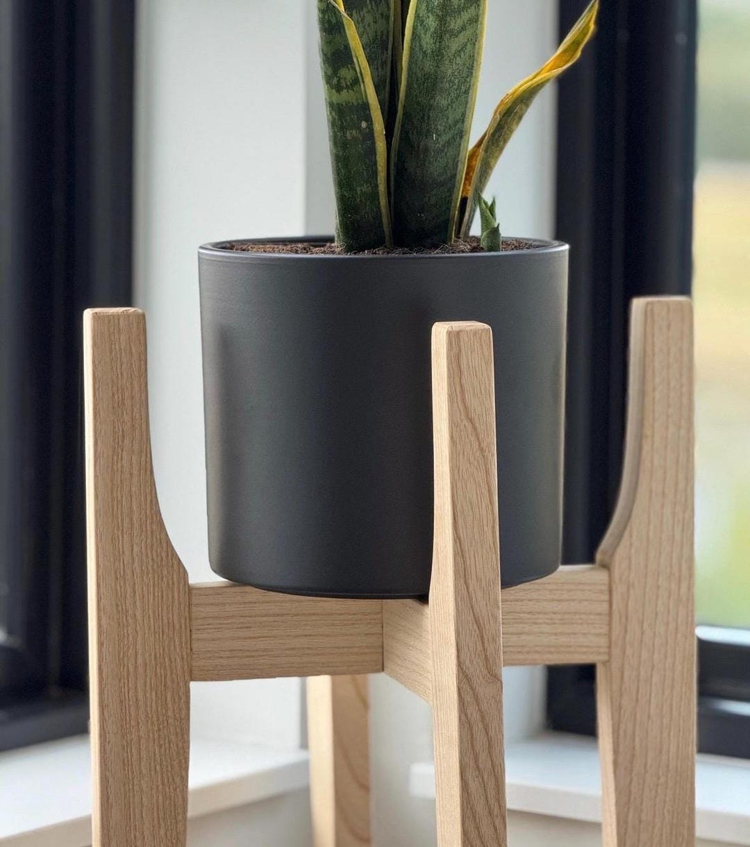 Indoor Plant Stand in Wood Mid Century Modern Style, Handmade Solid ...