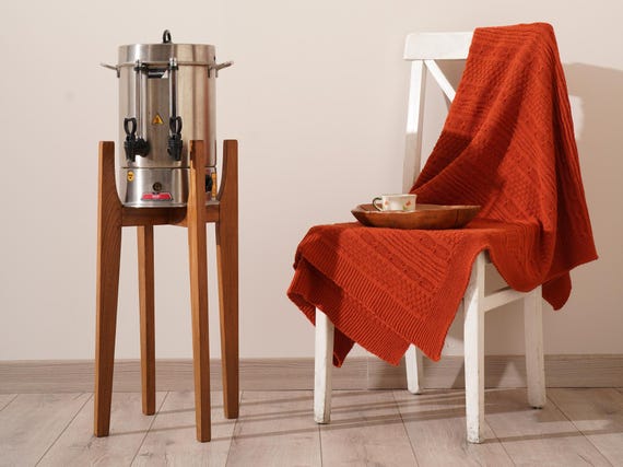 Indoor Water Filter Stand in Wood Mid Century Modern Style, Solid Hardwood, Pot Holder