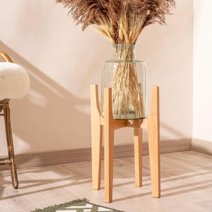 İndoor plant stand in many hardwoods modern style, Handmade wood stand for home decor, plant stand for farmhouse gift, wooden plant stand