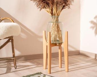 Handmade Hardwood Indoor Plant Stand, Modern Farmhouse Decor, Handcrafted Wooden Furniture