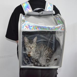 Customizable Cat Travel Carrier - Transparent and Breathable,Stylish Cat Carrier Backpack,Perfect for Trips & Vet Visits,gift for pets