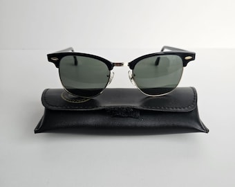 Vintage Ray-Ban W0365 Black Clubmaster Sunglasses 1980s