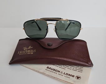 Very rare | Ray-Ban B&L Leathers Explorer Black 58mm G-15 Sunglasses 80s