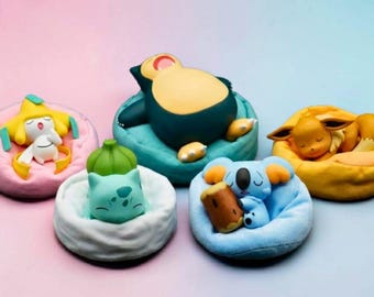 Pokémon Sleep Collection-figurer på plysch-saccosäckar - Snorlax, Eevee, Bulbasaur, Jirachi, mysig anime-skrivbordsdekoration, välj din karaktär