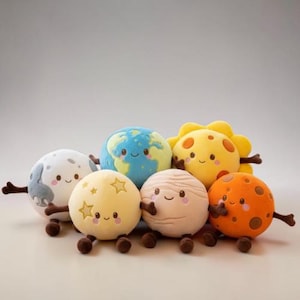 Set de peluches del sistema solar de 20 cm, peluches de planetas con cara sonriente, muñecos de la Tierra, la Luna, el Sol, Marte, Saturno, Venus y las estrellas, un lindo regalo espacial.