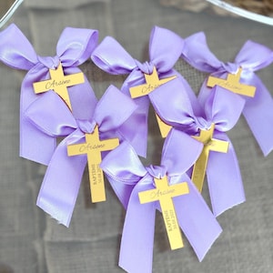 Gold Acrylic Mirror Cross Favor Tag, Personalized Baptism Keepsake