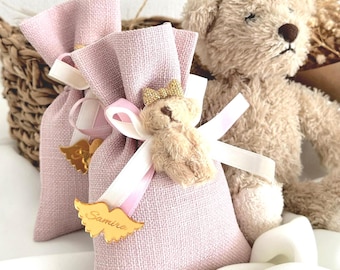 Teddy Bear Baby Shower Scented Sachets – Personalized Keepsake Favor